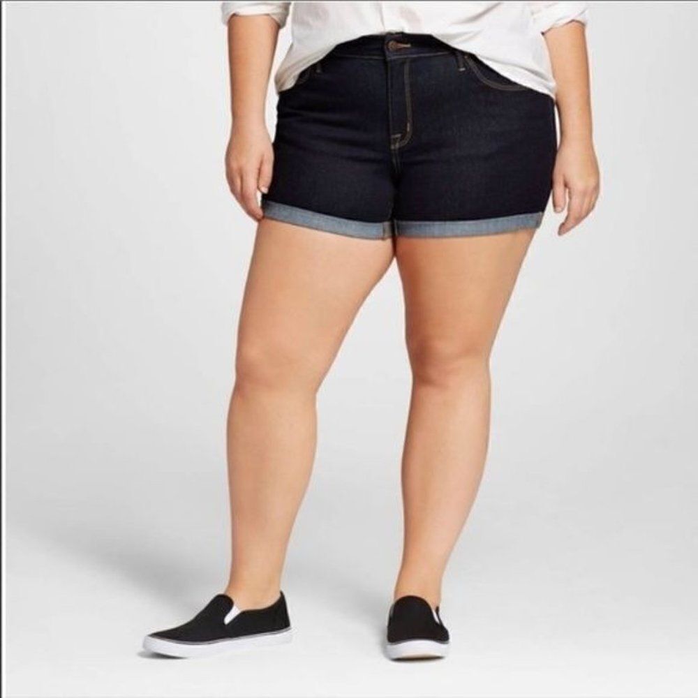 Ava & Viv Blue Jean Denim MIDI Shorts Stretchy - Picture 9 of 10